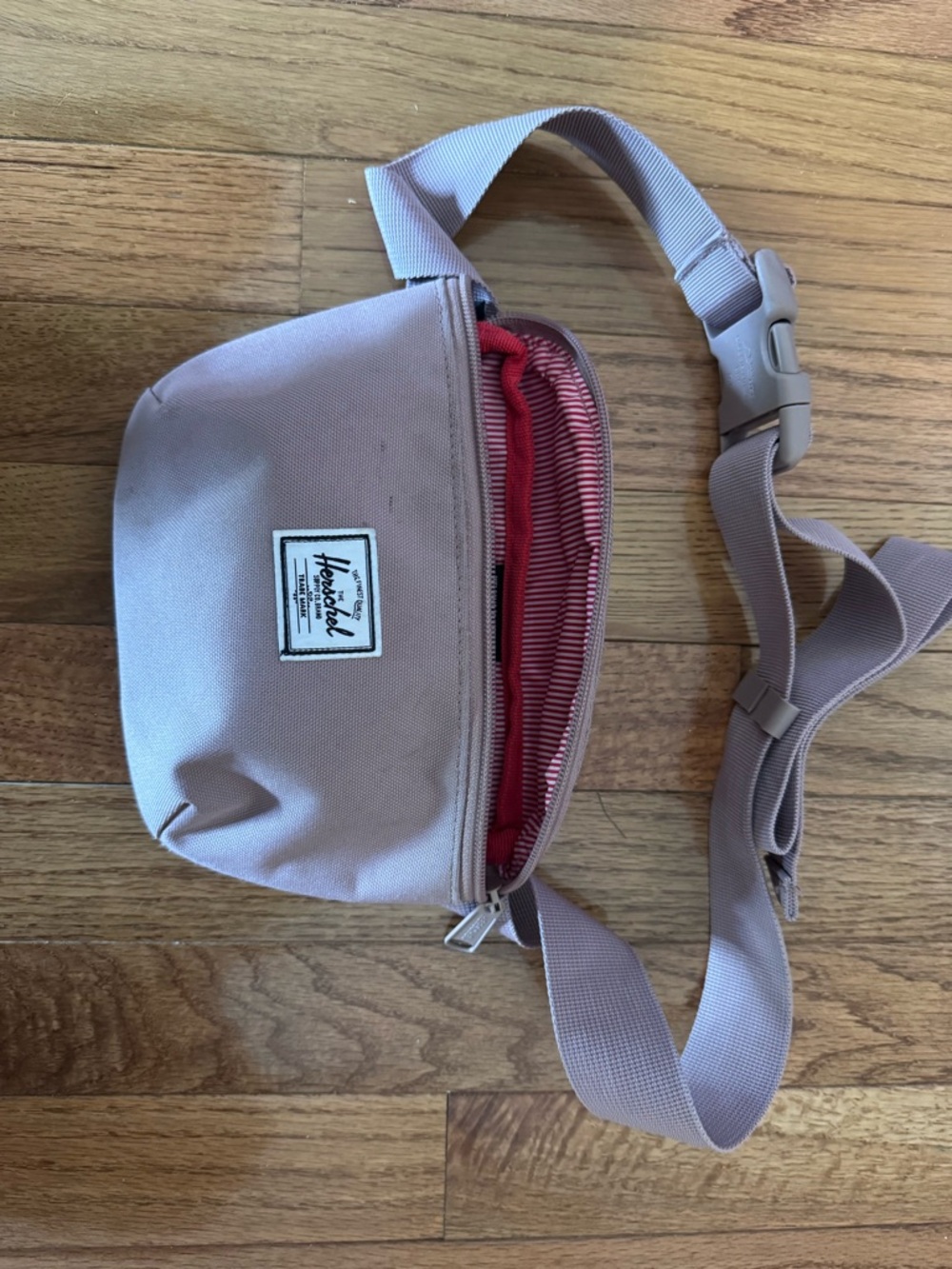 Herschel Supply Co. Taupe Belt Bag with Red Interior